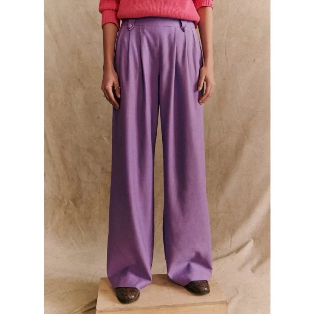 Sezane LouLou Trousers Lavender Linen